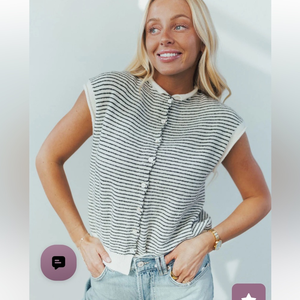 Things Between Short Sleeve Button Up Sweater Cardigan